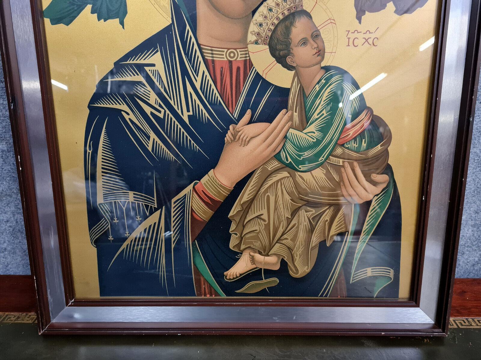 Late 19th Century Russian 19th Century School: Icon Painted in Watercolor with Inscriptions -1X37
