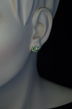 Russian 2.12ct Demantoid Diamond Stud Earrings