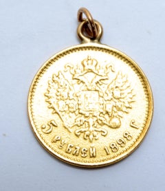 Russian 5 Ruble Gold Coin Minted Under Tsar Nicholas II, With Added Pendant Ring