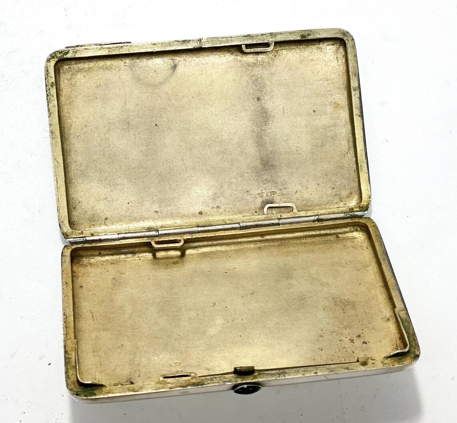 Engraved Russian 84 Silver Cigarette Case Moscow Second Kokoshnik, 1908-1926