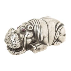 Russian 84 Silver Figural Hippopotamus Desk Piece