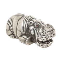 Russian 84 Silver Figural Hippopotamus Desk Piece