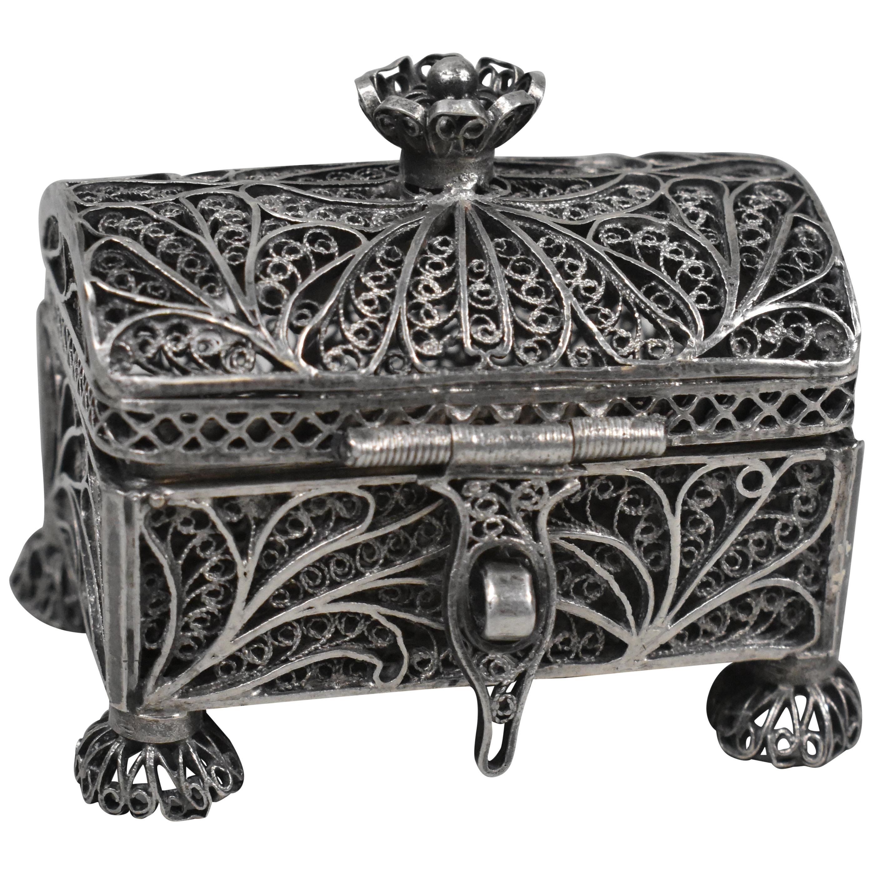 Russian 88 Silver 1887 Filigree Spice Besamim Box For Sale