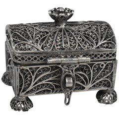 Antique Russian 88 Silver 1887 Filigree Spice Besamim Box