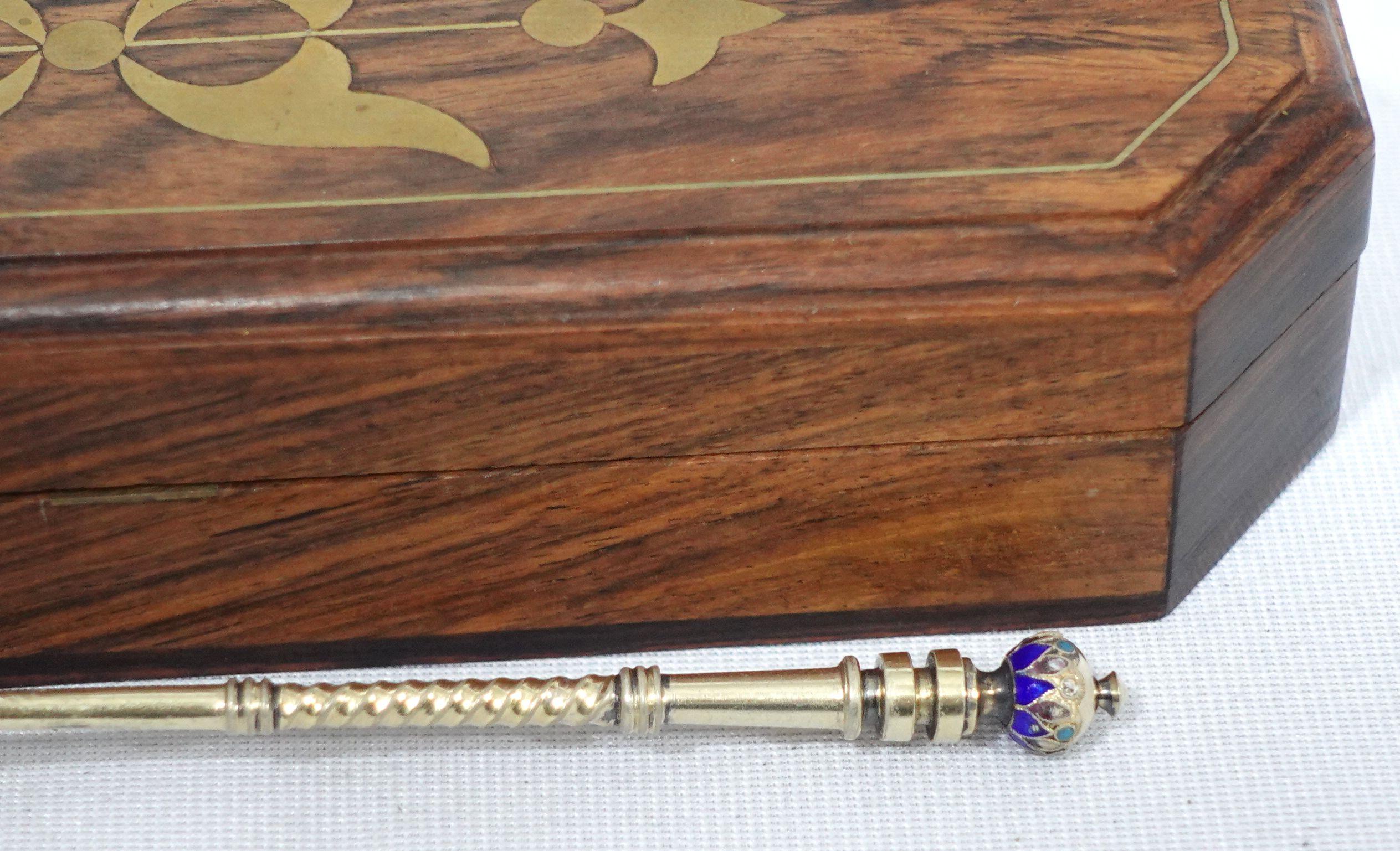 Russian .916 Gilt Silver and Cloisonné Enamel Spoon in Mahogany Box In Good Condition For Sale In Norton, MA
