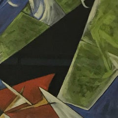 Green, Navy and Blue Abstract Painting, Italy, 1930s
