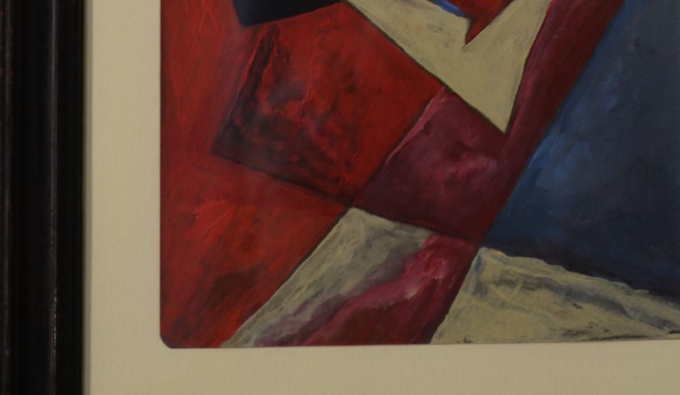 Red, Cream, Black, Blue Russian Abstract Painting, 1930s In Good Condition For Sale In New York, NY