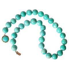 Russian Amazonite Knotted Necklace with Amazonite Clasp