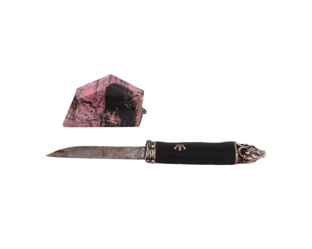 Russian American Silver Diamond Ruby Letter Opener In Good Condition For Sale In New York, NY