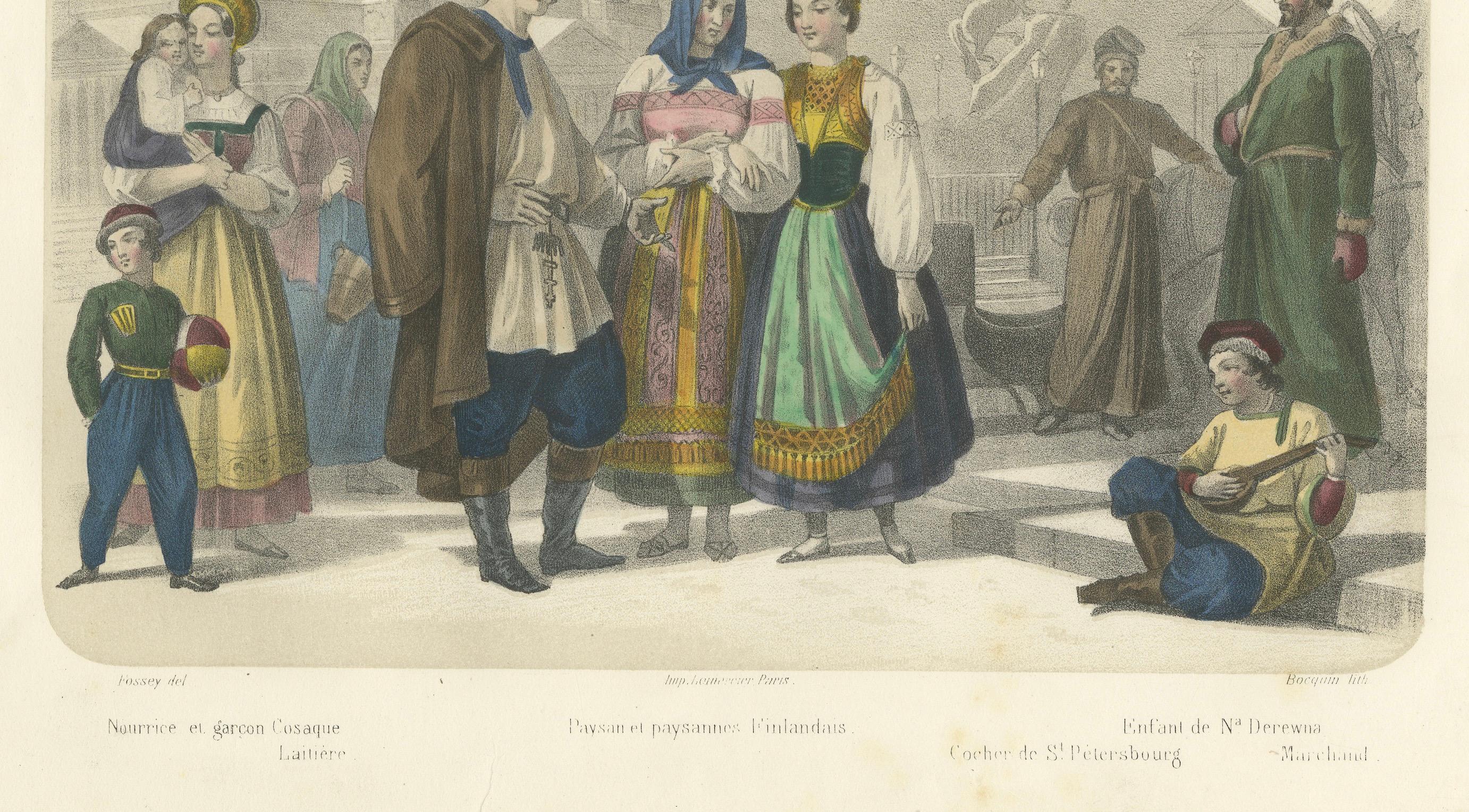 Trajes Rusos y Finlandeses - Campesinos y Nobles de San Petersburgo, c.1845 Mediados del siglo XIX en venta