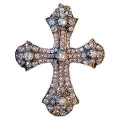 Russian Antique Cross Necklace Diamonds 12.50 Carats Circa 1700’s