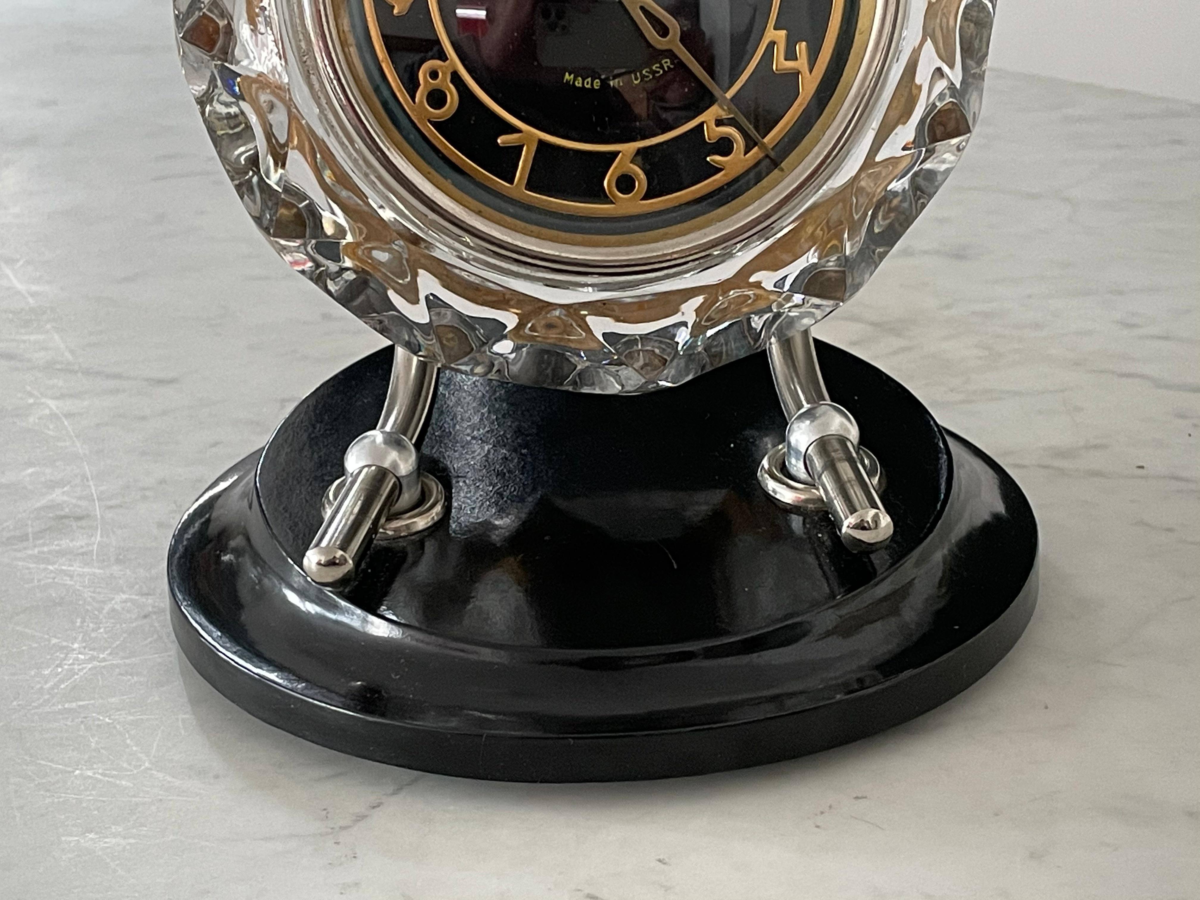 Cut Glass Russian Art Deco Style Mayak Clock