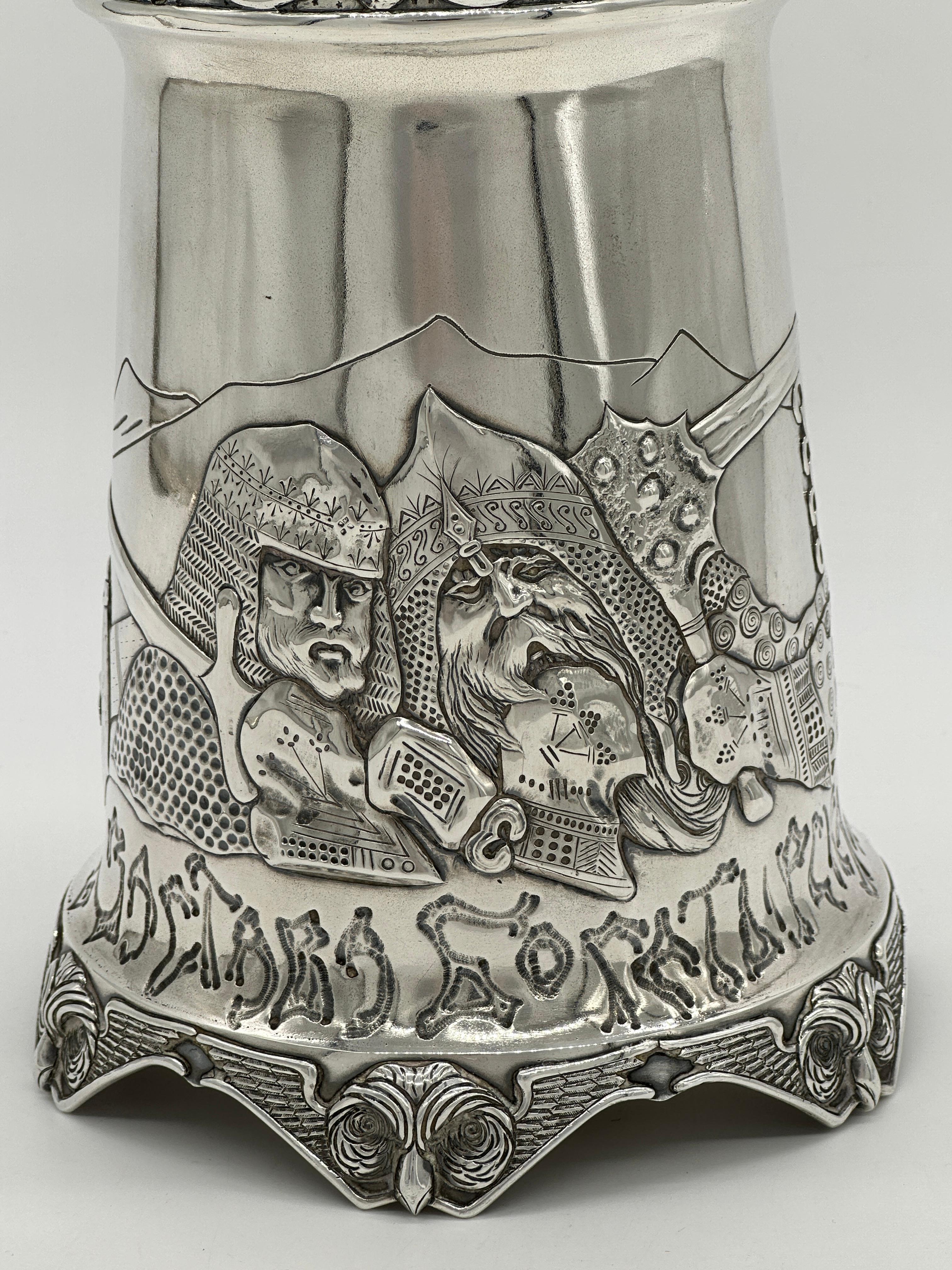 Juego de punzones rusos Art Nouveau de plata, con Los Tres Bogatyrs, de la mejor calidad en venta 3