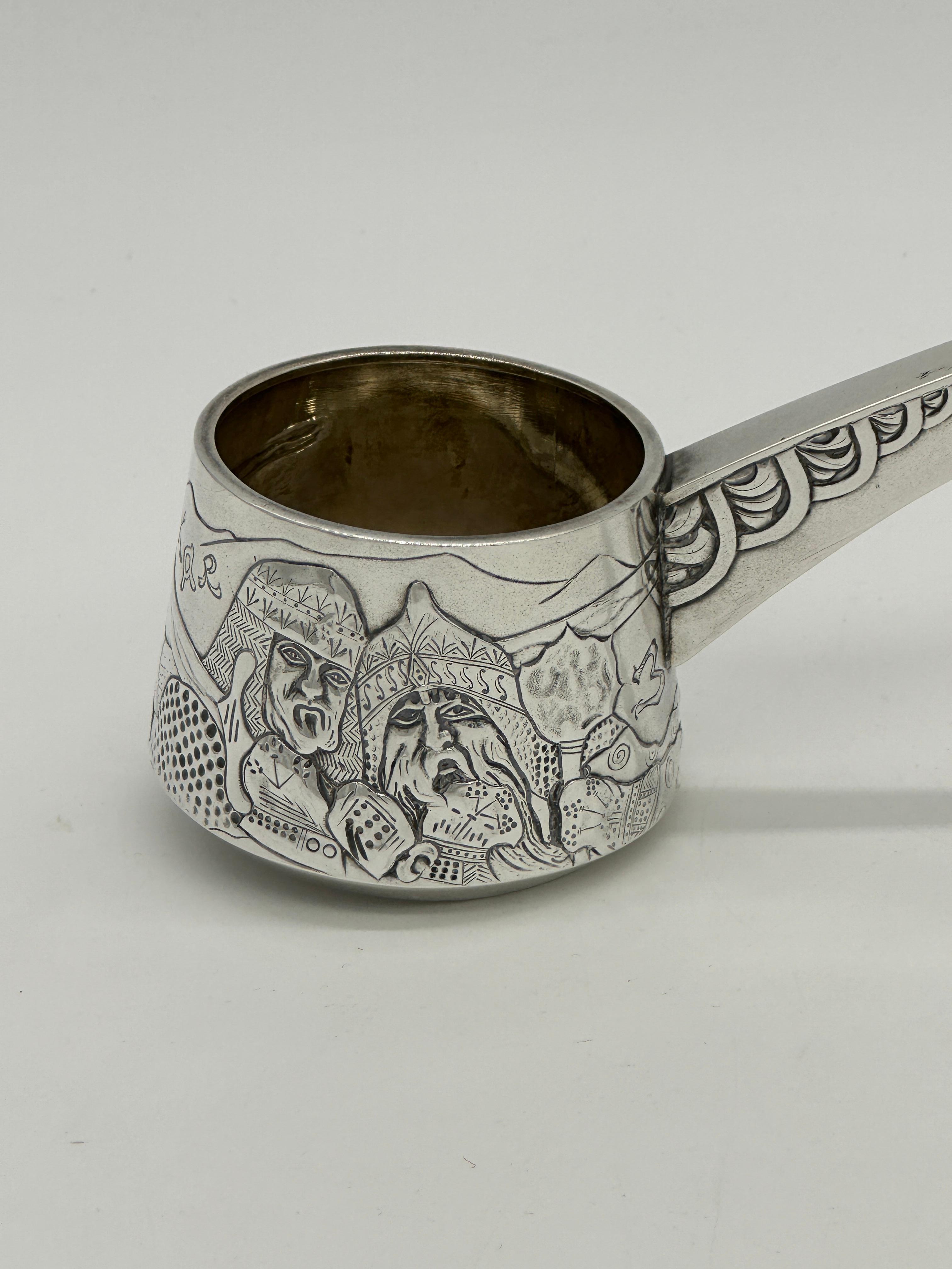 Russian Art Nouveau silver punch set, with The Three Bogatyrs, best quality For Sale 9