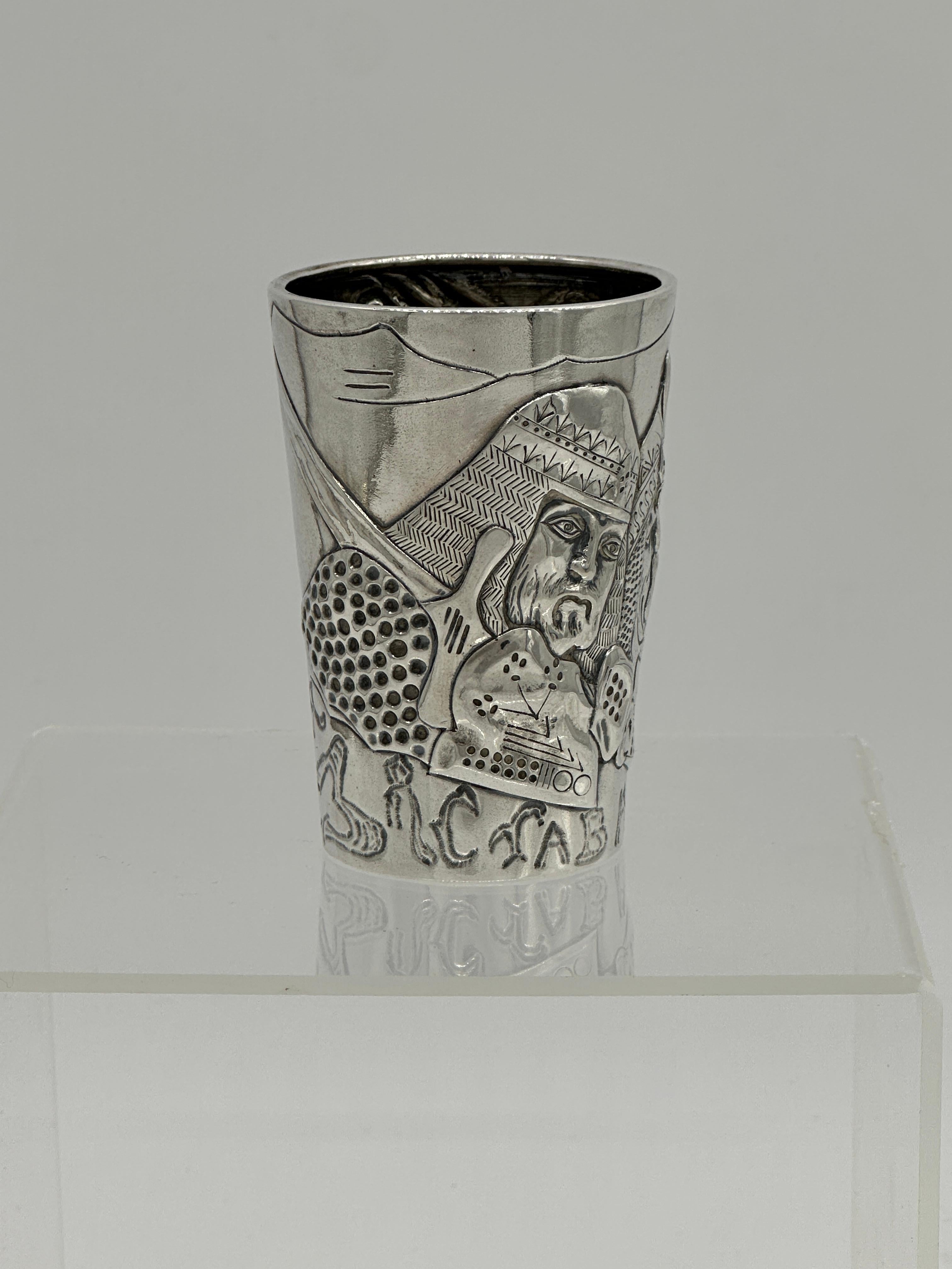 Juego de punzones rusos Art Nouveau de plata, con Los Tres Bogatyrs, de la mejor calidad en venta 11
