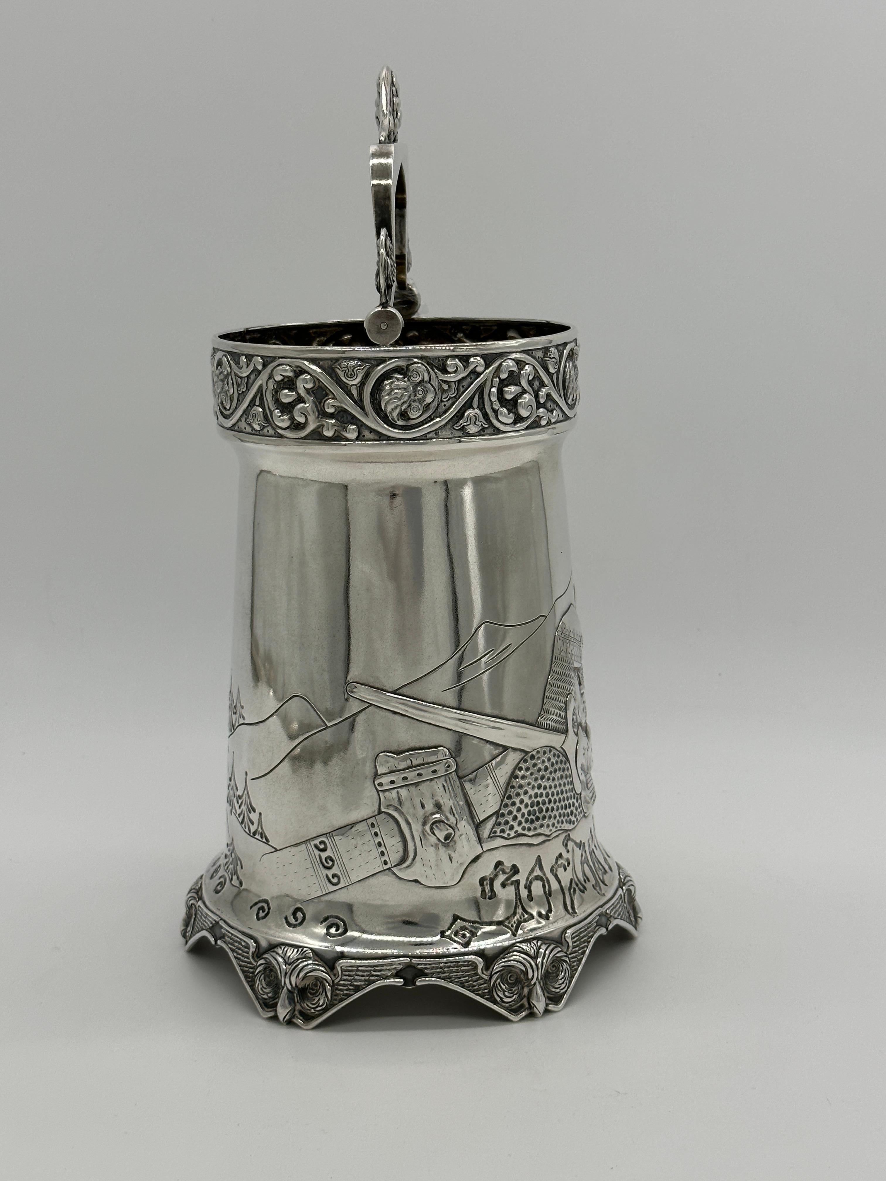 Juego de punzones rusos Art Nouveau de plata, con Los Tres Bogatyrs, de la mejor calidad principios del siglo XX en venta
