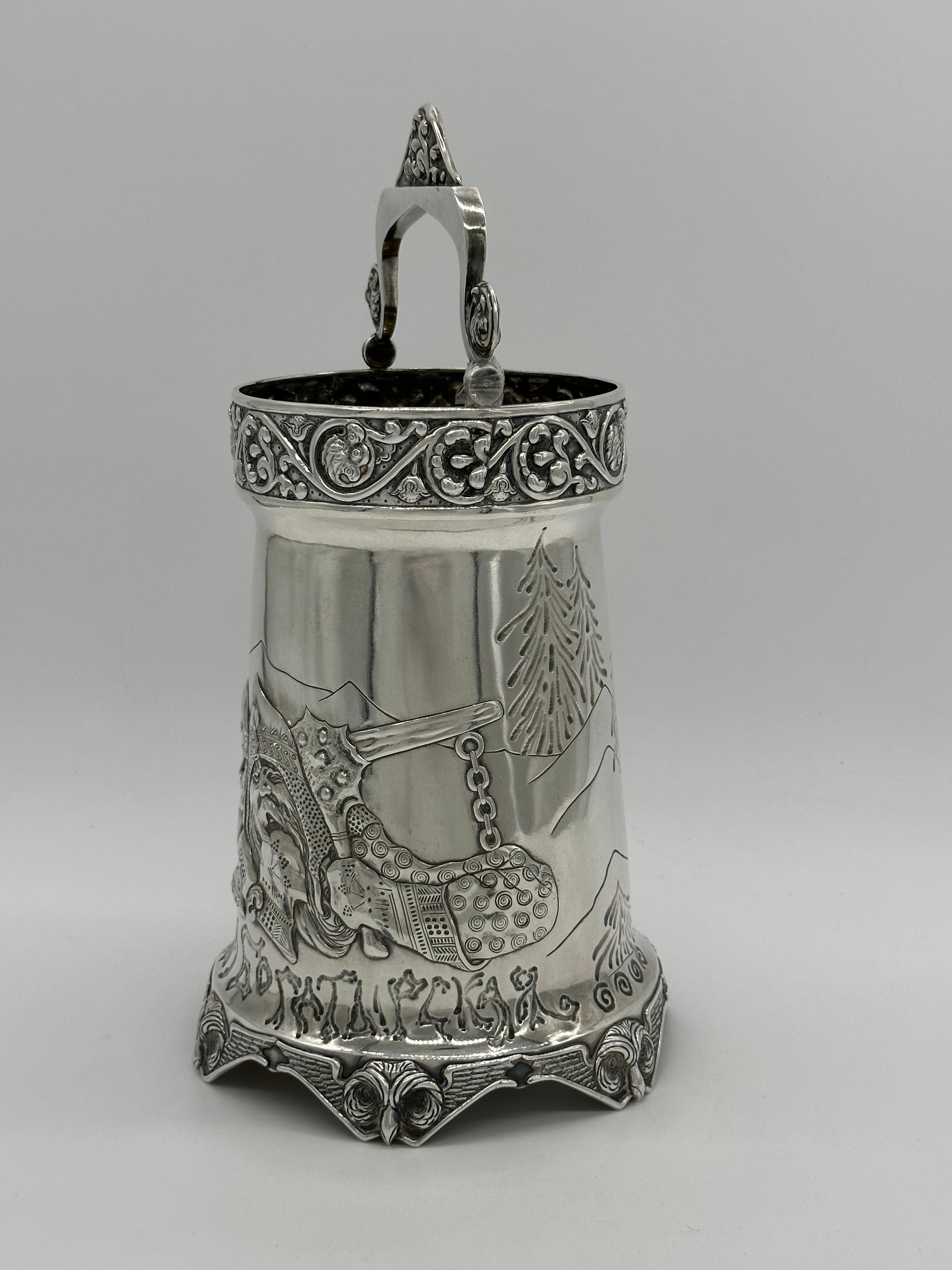 Russian Art Nouveau silver punch set, with The Three Bogatyrs, best quality For Sale 2