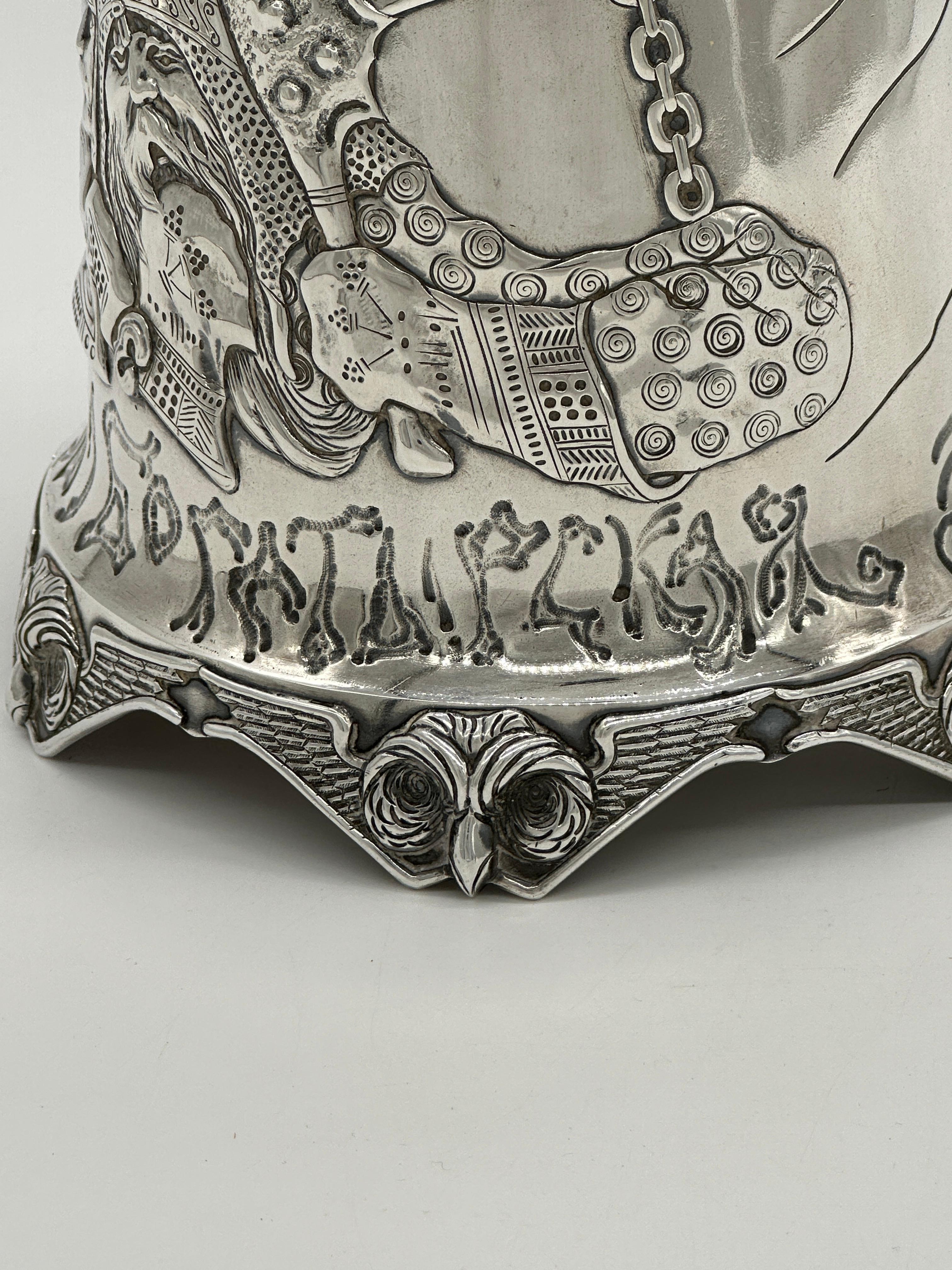 Juego de punzones rusos Art Nouveau de plata, con Los Tres Bogatyrs, de la mejor calidad en venta 2