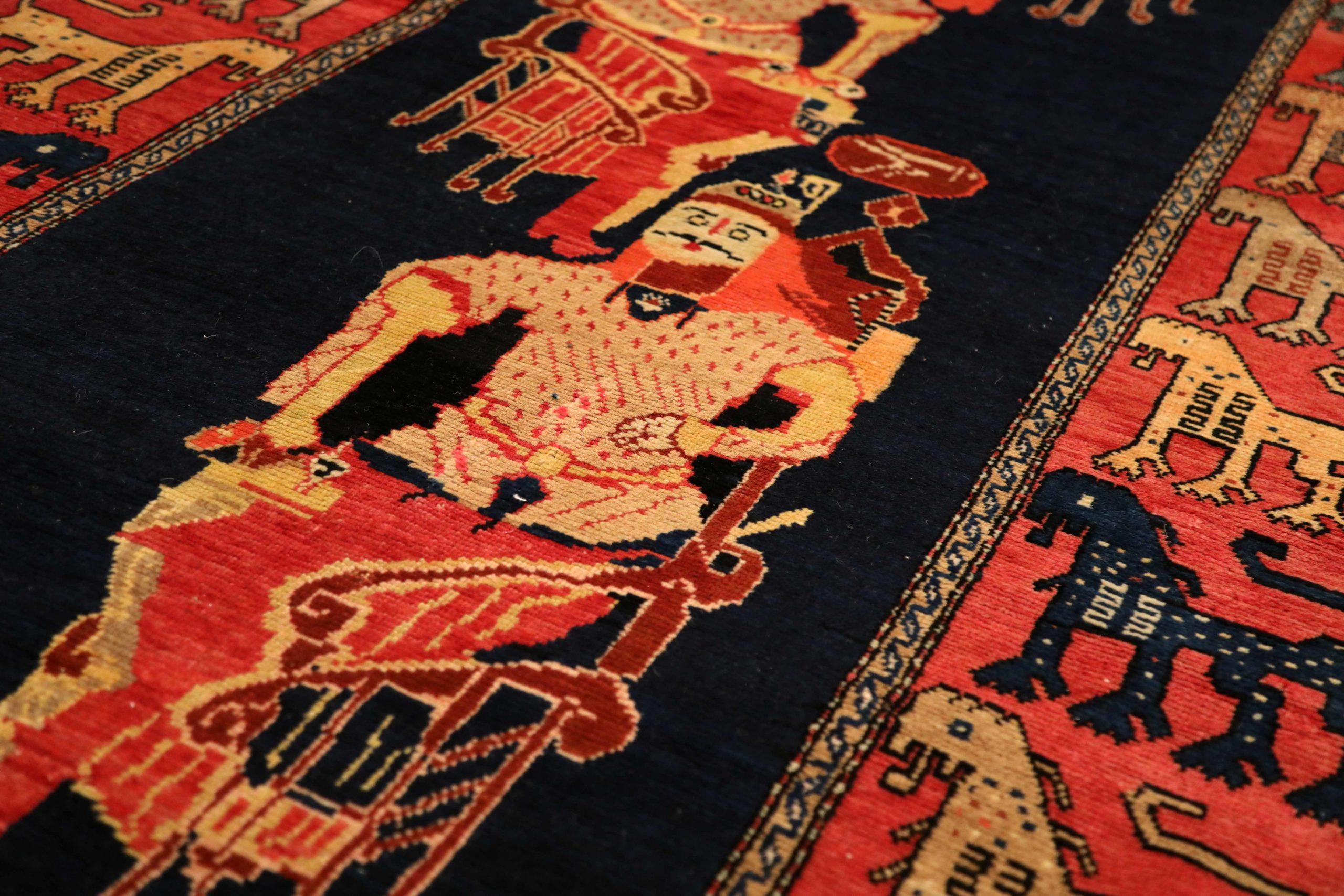 Russo Tappeto russo dell'Azerbaijan - Lana, nero, rosso - 93644 in vendita