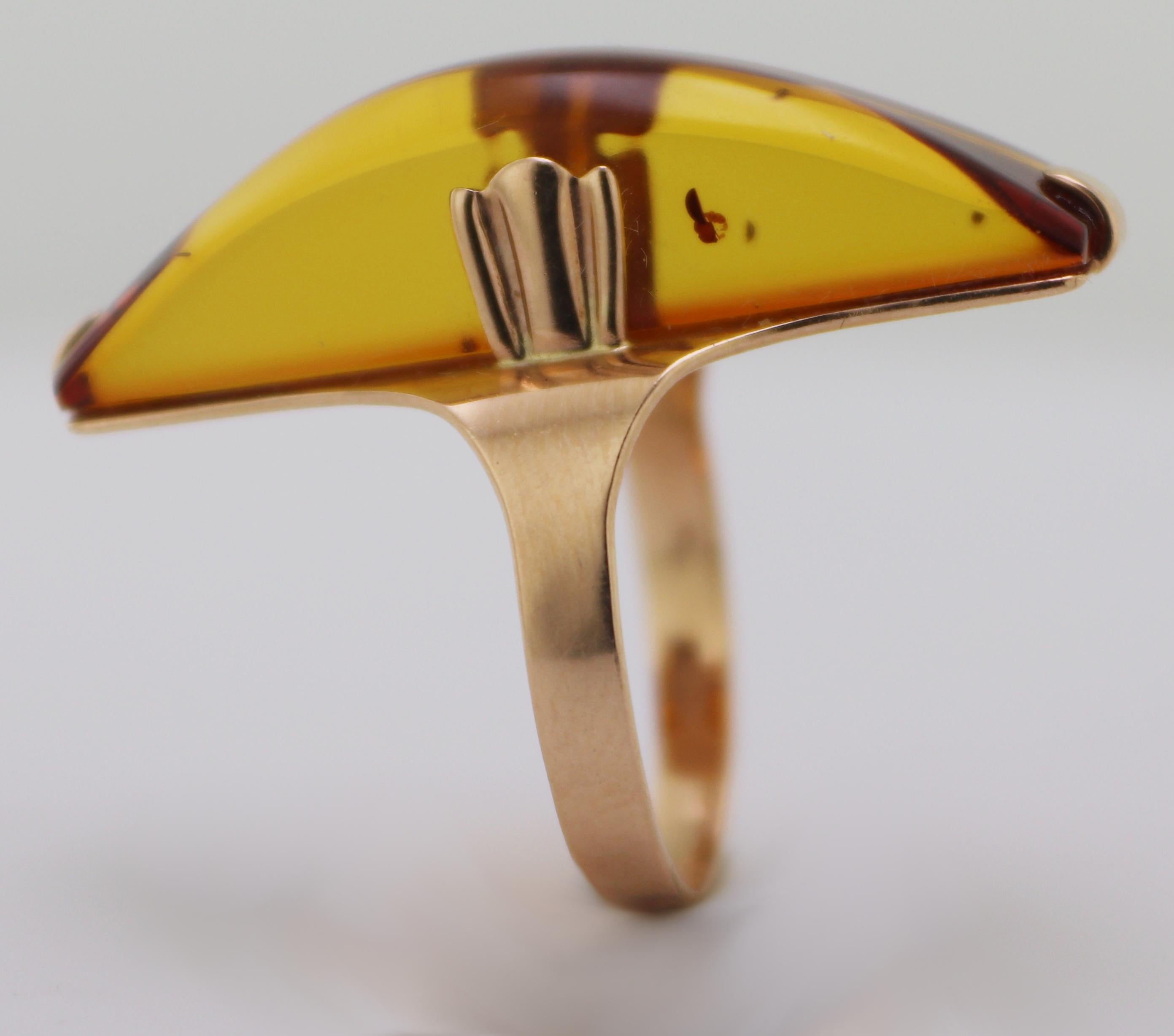 Russian Baltic Amber, 14K Rose Gold Ring For Sale 5