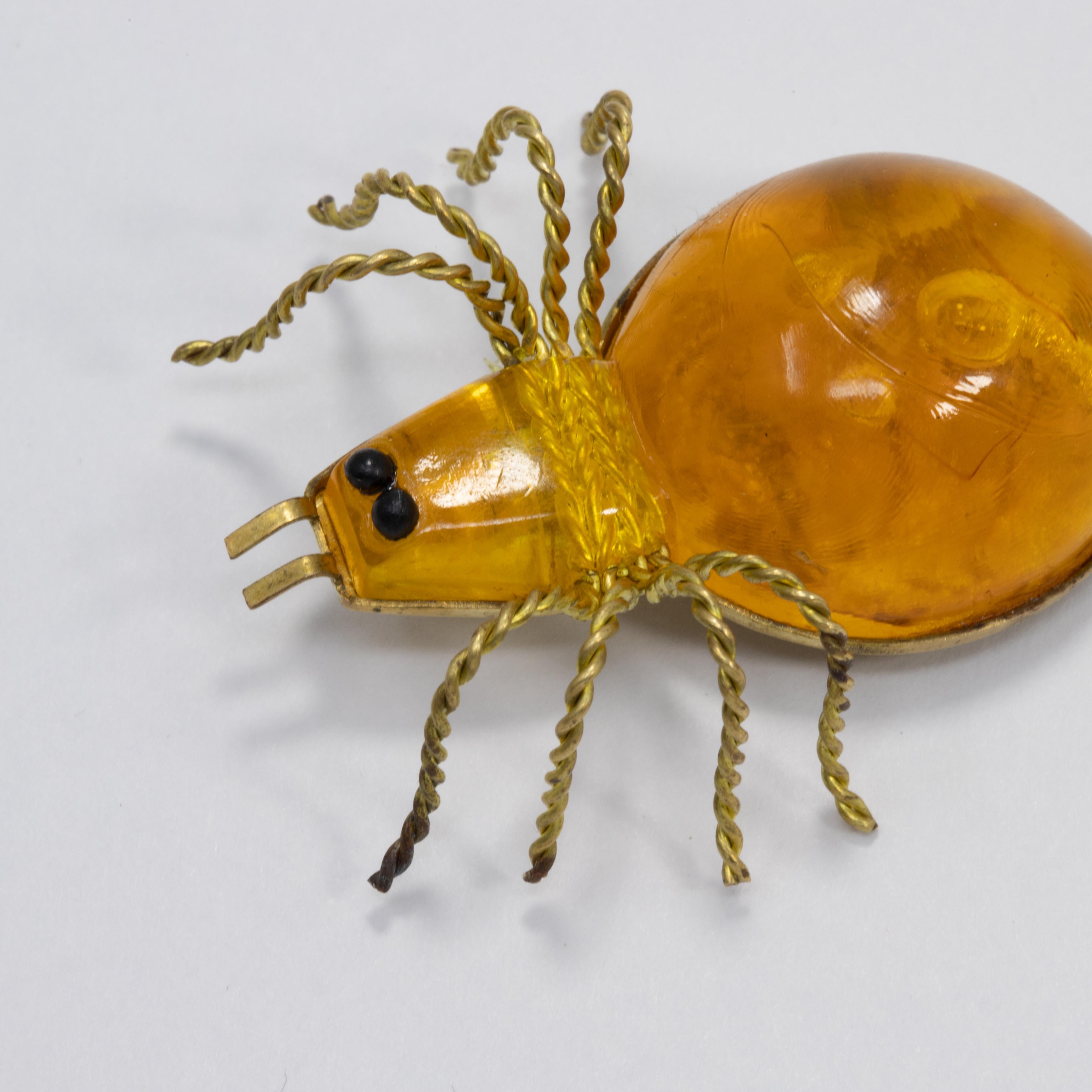 20c BALTIC AMBER RUSSIA SOVIET INSECT SPIDER BROOCH GOLD JEWELRY 老琥珀 PIN ORDER 