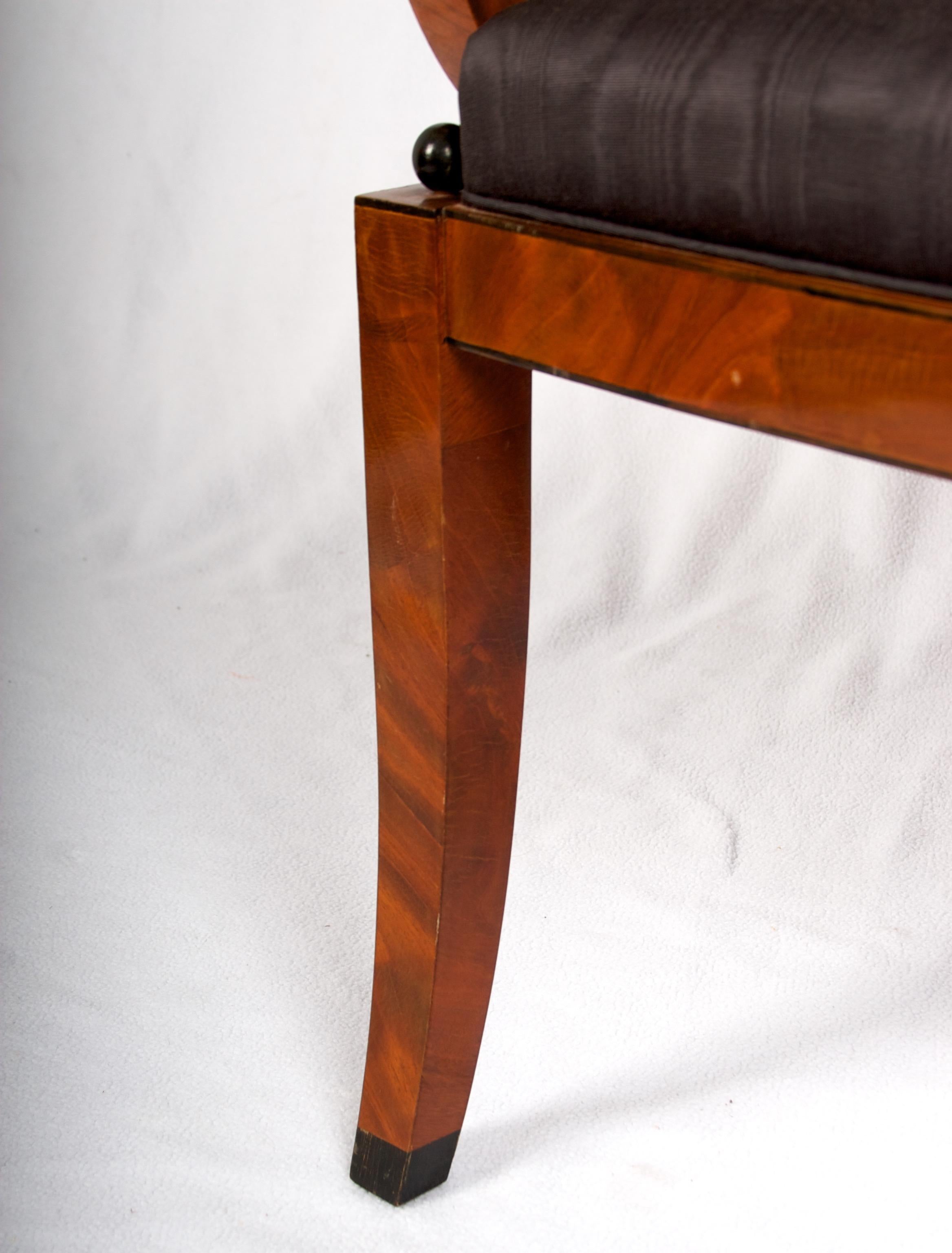 Russian Biedermeier Style Mahogany Armchair with Gilded Swan Back Detail 1