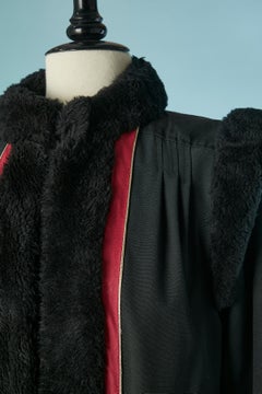 "Russian" black coat with Faux fur collar  YVES SAINT LAURENT Rive Gauche