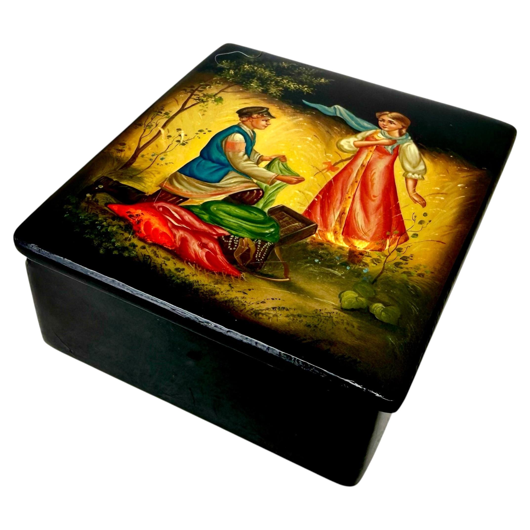 How do I clean Russian lacquer boxes?