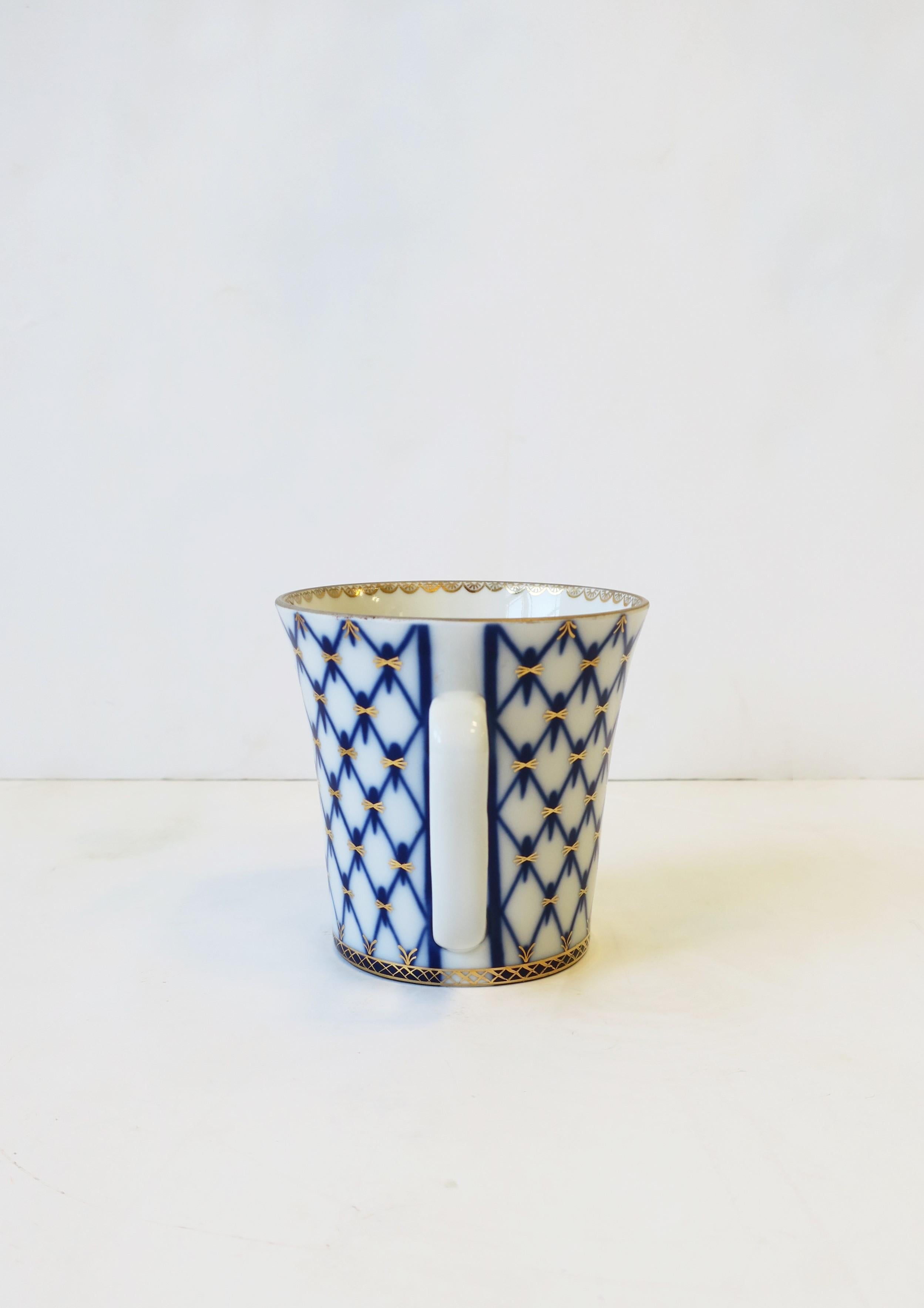 Russian Blue and Gold Coffee or Tea White Porcelain Cup 2