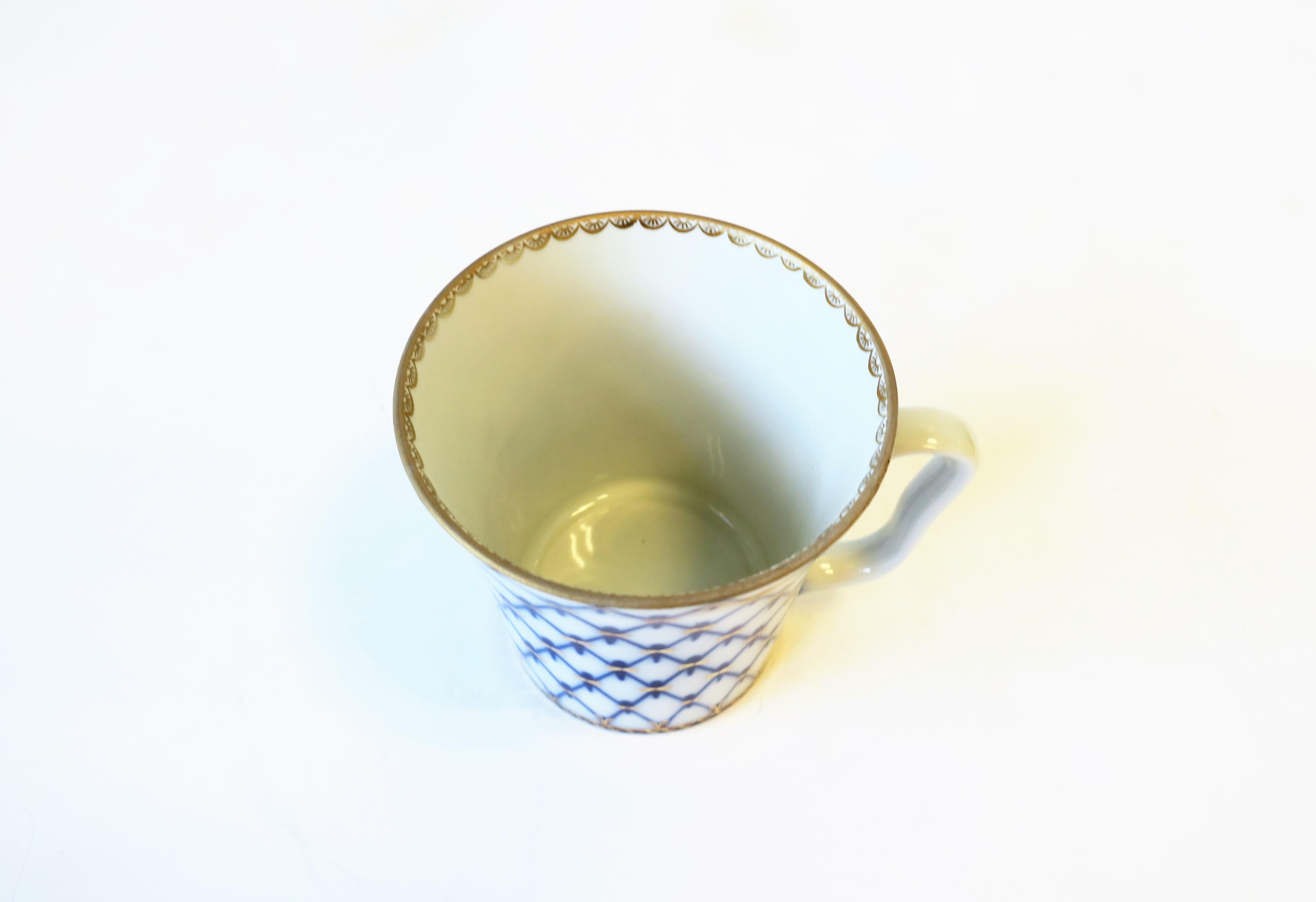 Russian Blue and Gold Coffee or Tea White Porcelain Cup 3