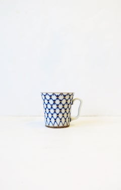Russian Blue and Gold Coffee or Tea White Porcelain Cup