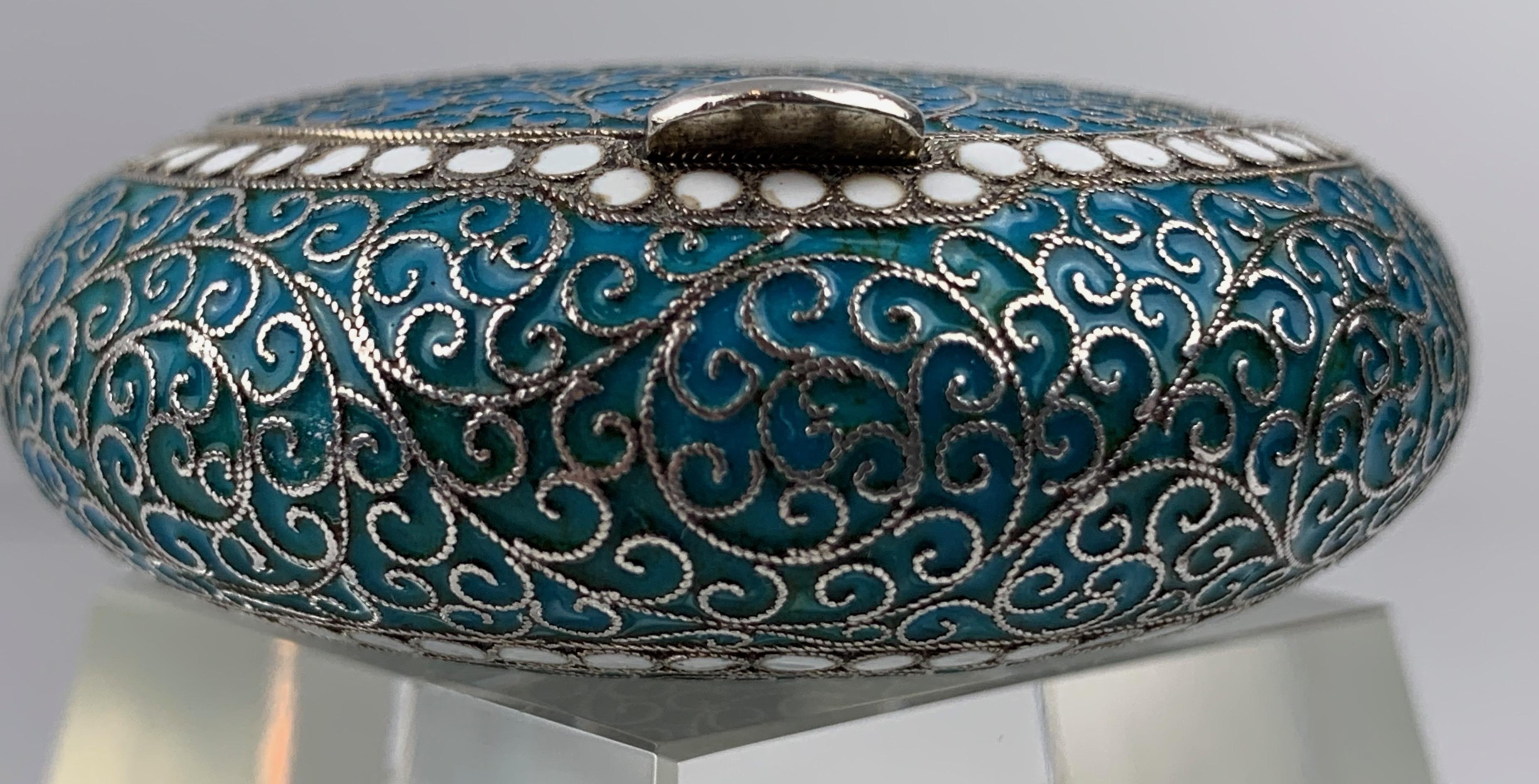 Islamic Russian Blue Enameled Silver Snuff Box by Gustav Klingert