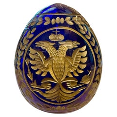 Russian Blue Glass Fabergé Style Egg