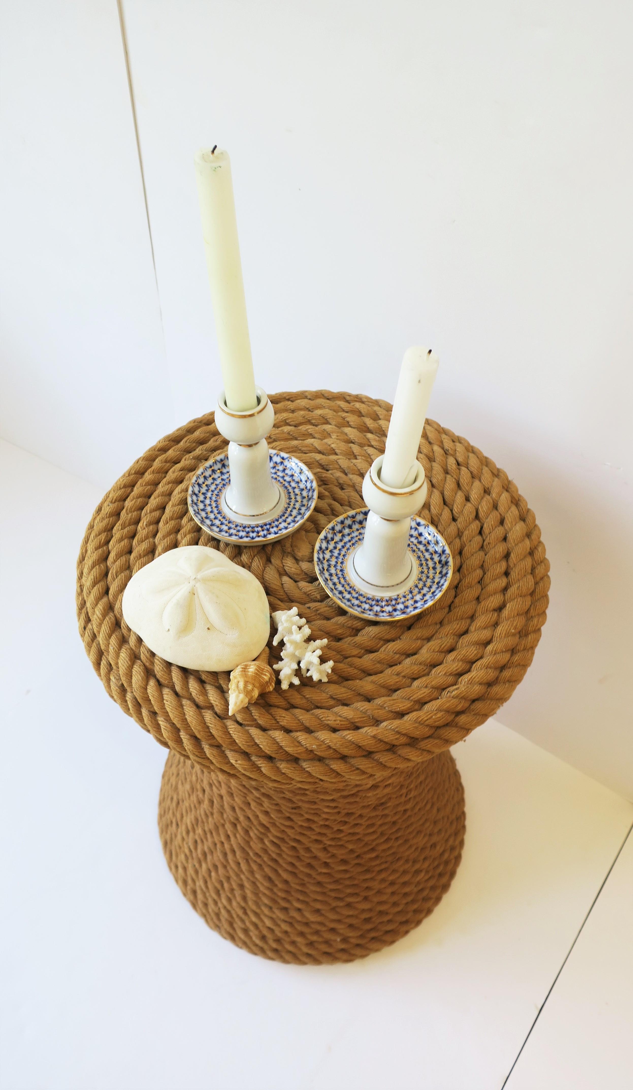 Russian Lomonosov Blue Gold White Porcelain Candlesticks Holders, Pair For Sale 6