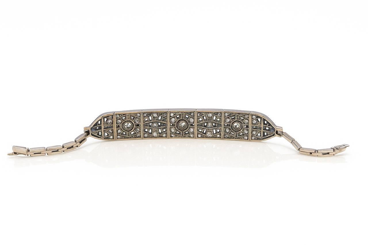 Russisches Armband mit blauem Saphir im Rosenschliff und Diamanten im Angebot 6