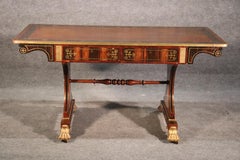 Russian Brass Boulle Inlaid Rosewood and Mahogany Writing Table Desk, circa 1900