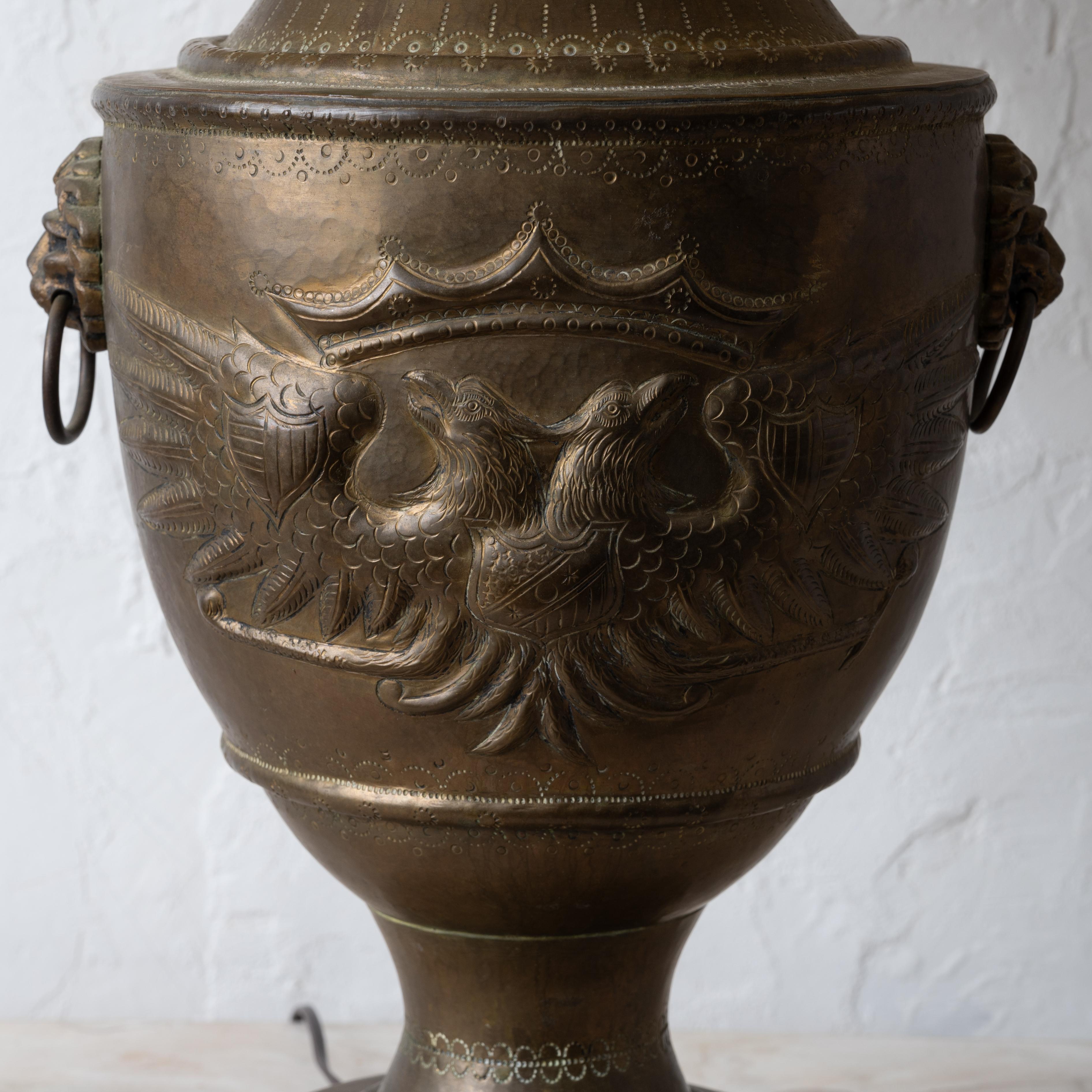 Russian Brass Double-Headed Eagle Lamp For Sale 1