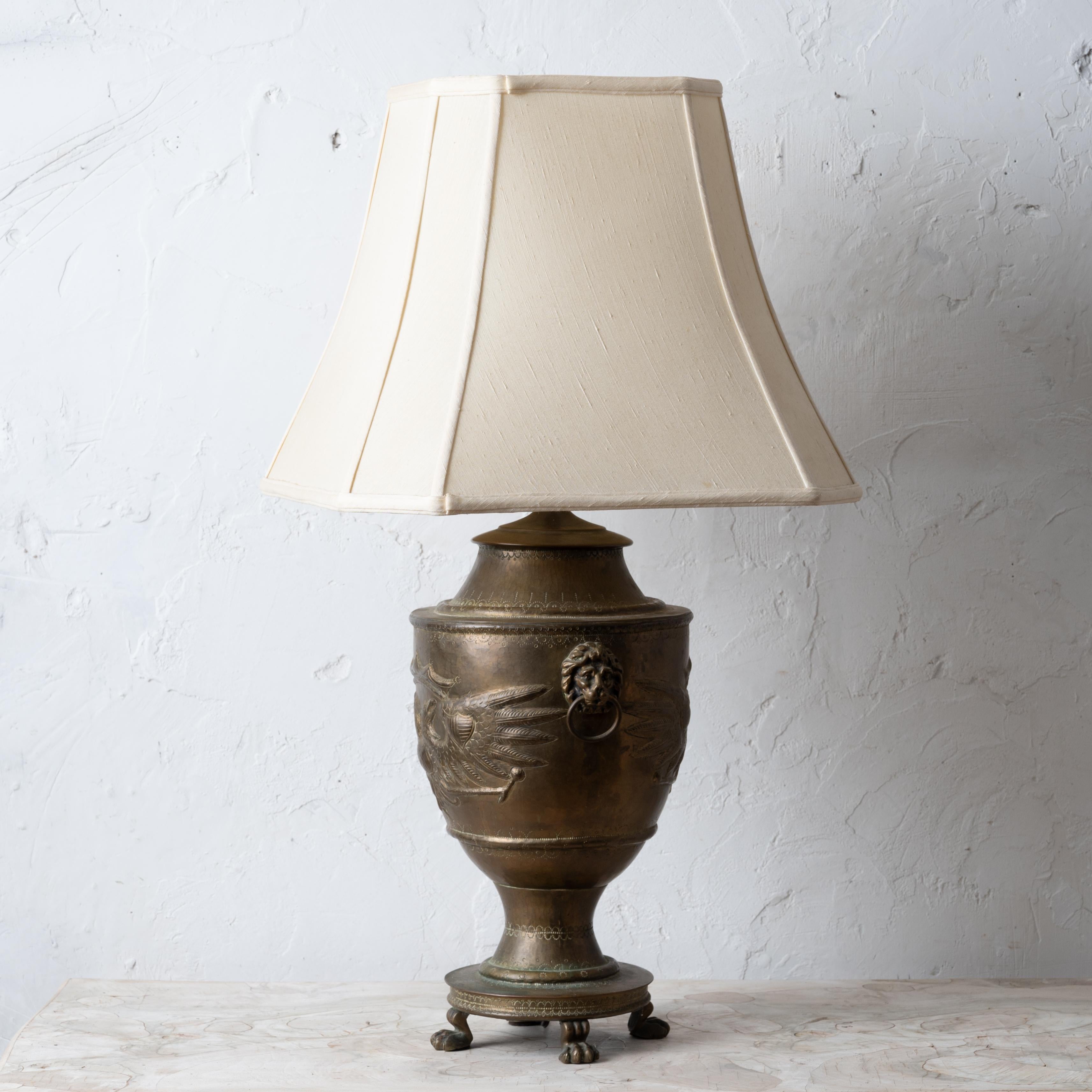 Russian Brass Double-Headed Eagle Lamp For Sale 4