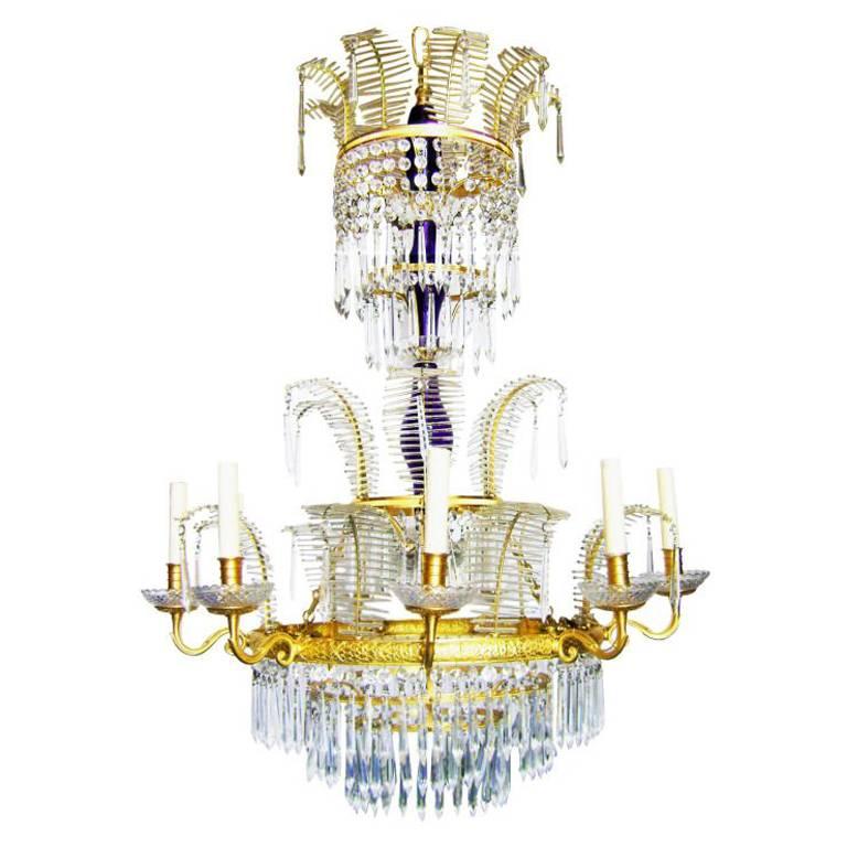 Russian Bronze and Crystals Chandelier