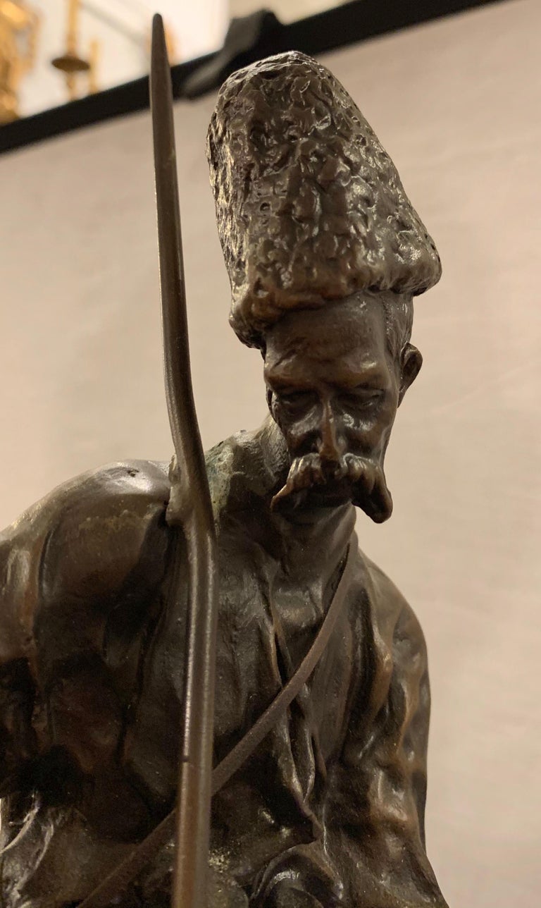 Russian Bronze Kazak Statue on a Horse after Eugene Alexandrovich Lanceray at 1stDibs