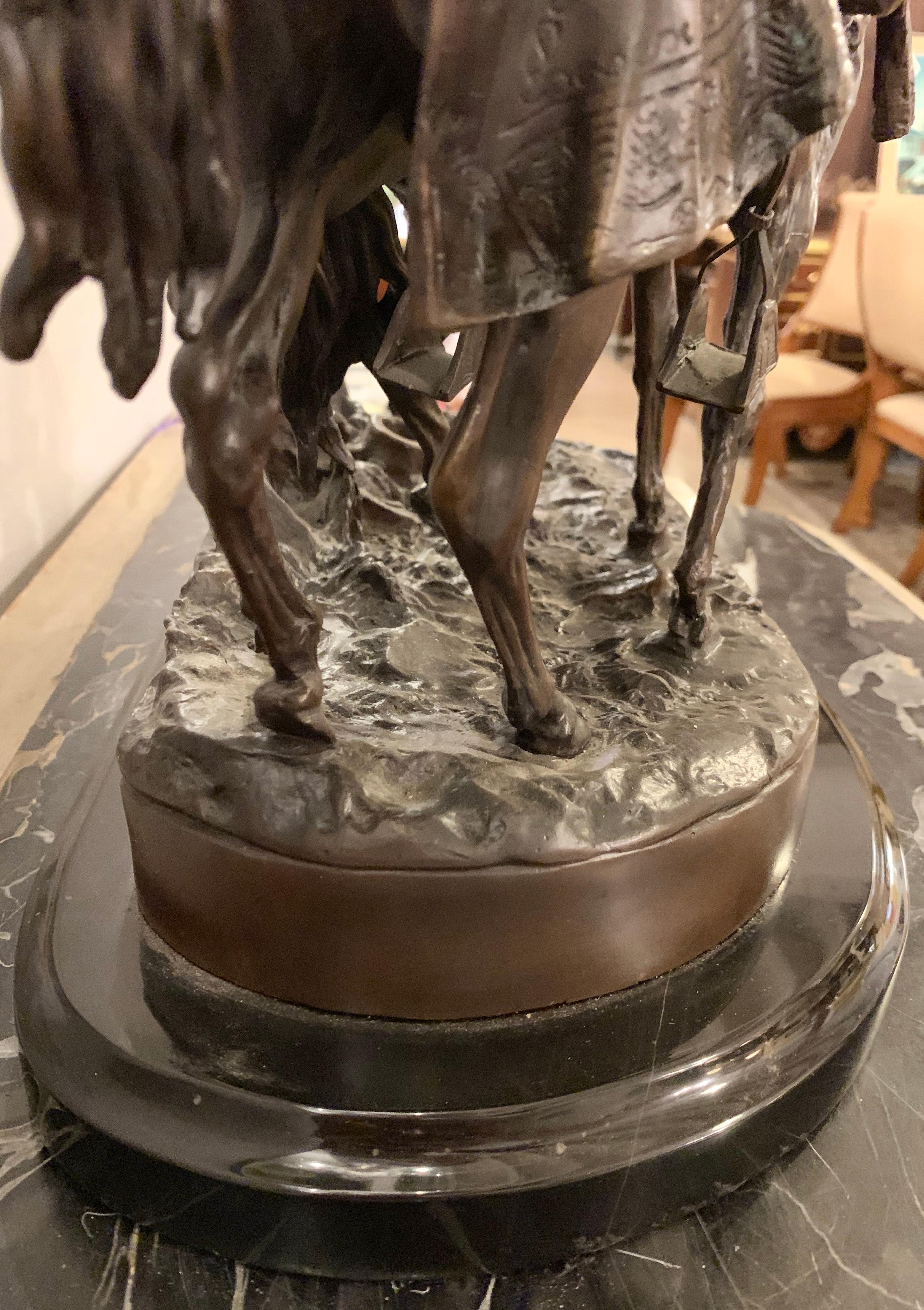 Russian Bronze Kazak Statue on a Horse after Eugene Alexandrovich Lanceray 2