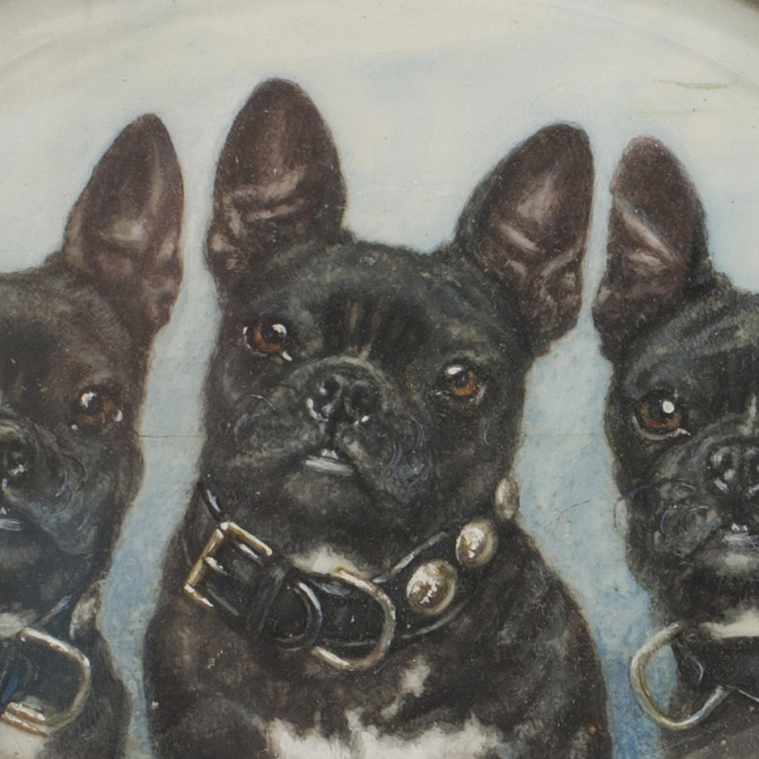 Russian Bull Dog Watercolor Painting In Good Condition For Sale In Queens, NY