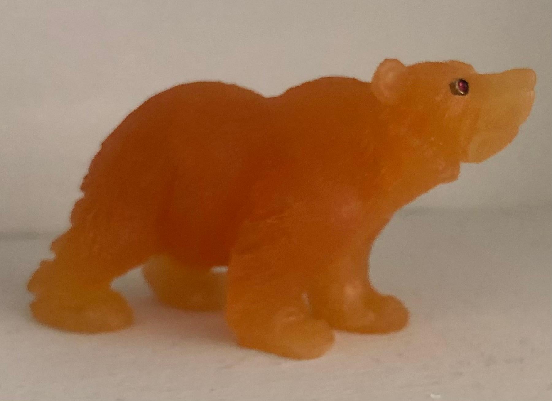 20th Century Russian Carved Hardstone Bear For Sale