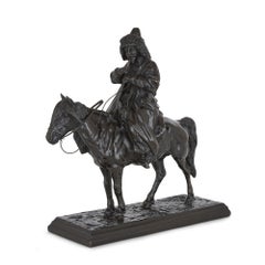 Russian cast iron equestrian sculpture of a Cossack soldier