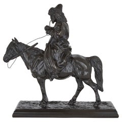 Russian cast iron equestrian sculpture of a Cossack soldier