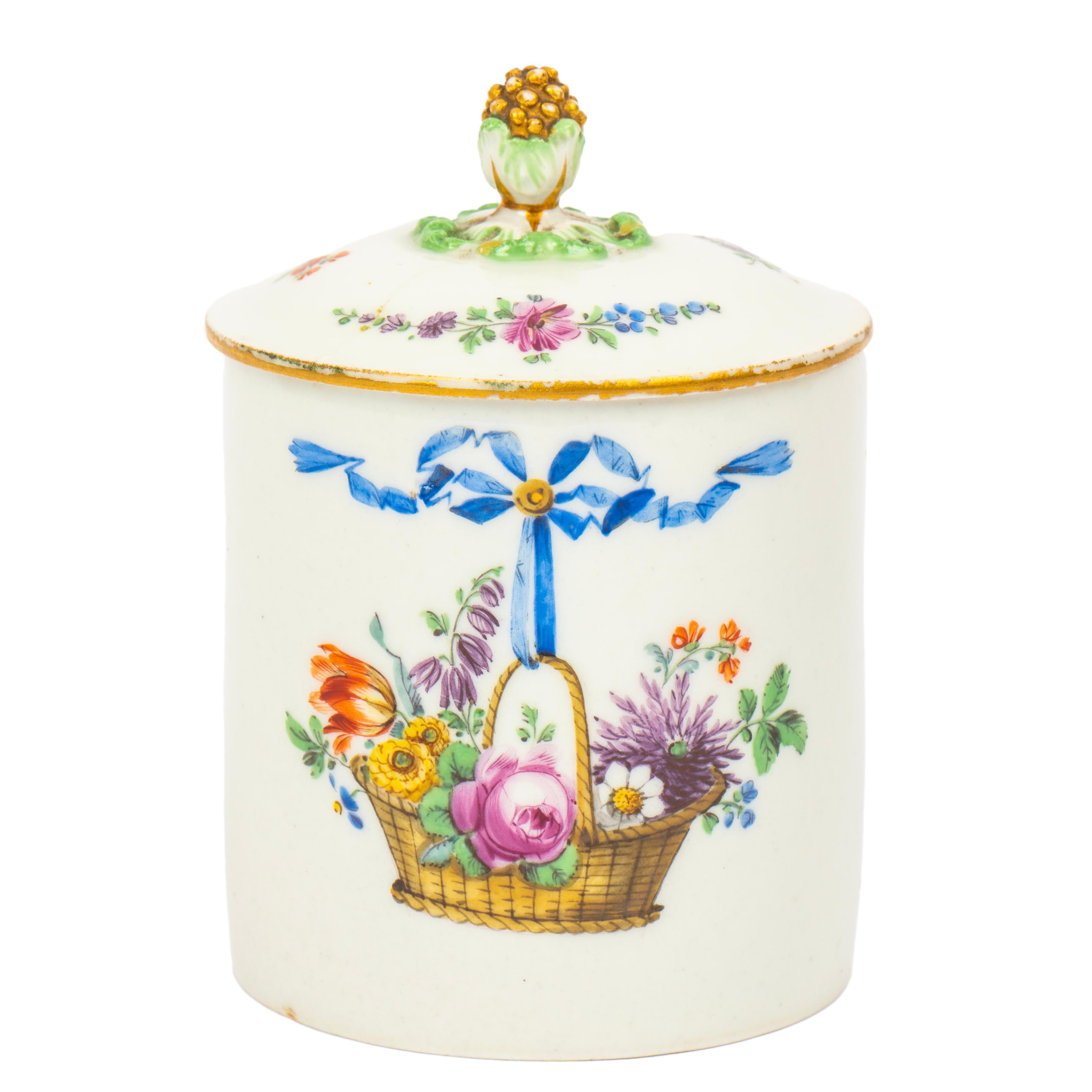 Russian Catherine the Great Covered Porcelain Cup and Saucer by Gardner, 1770s In Good Condition For Sale In St. Catharines, ON