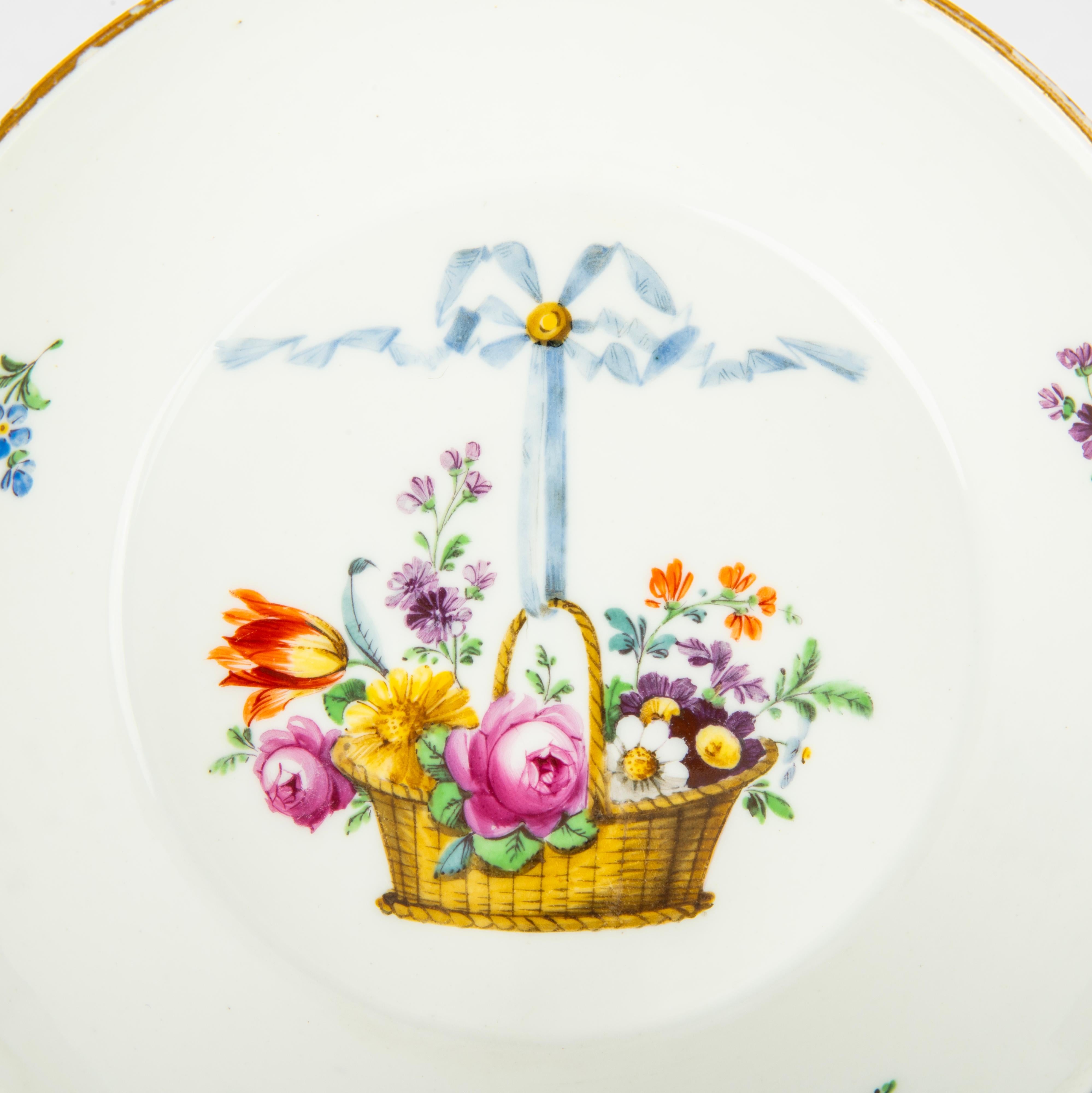 Russian Catherine the Great Covered Porcelain Cup and Saucer by Gardner, 1770s For Sale 1