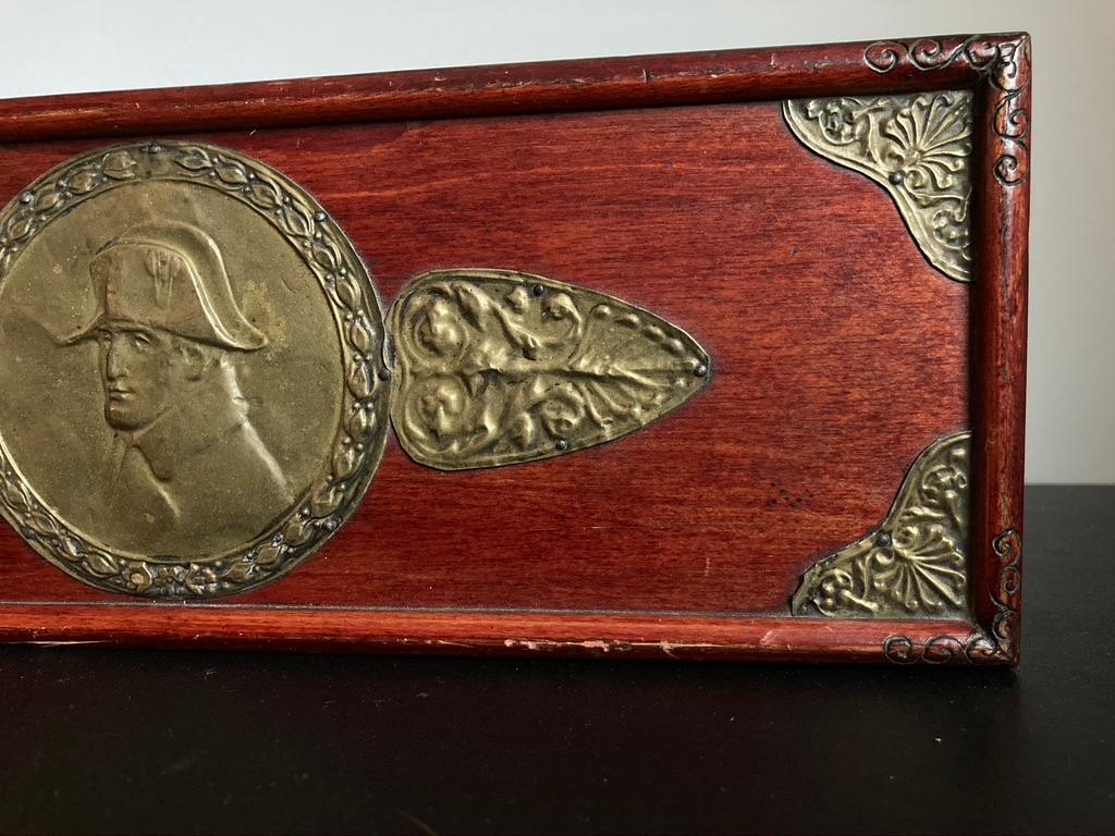 20th Century Russian Centennial Wood and Brass Box with Portrait of Napoleon1