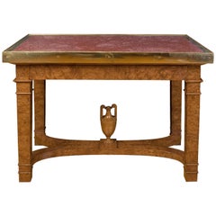 Russian Centre Table in Elm Root Topped with Porphyry and Bronze, circa 1830