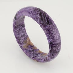Russian charoite  bangle bracelet, solid bracelet 61 mm